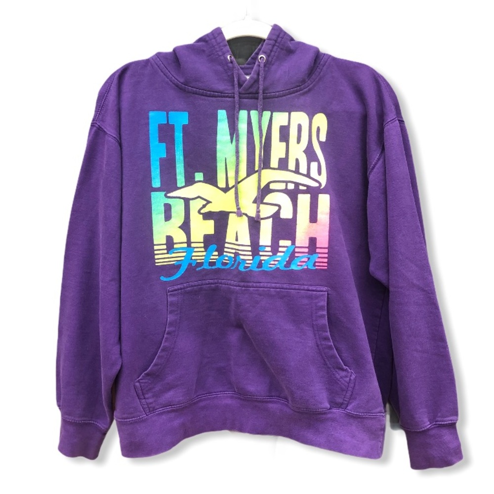 BASIX OF AMERICA Souvenir Ft Myers Hoodie Sweatshirt Purple Women’s Medium